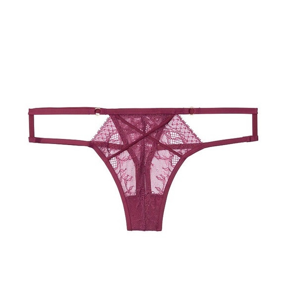 Victorias Secret Strappy Lace Maroon Thong L - Picture 4 of 8